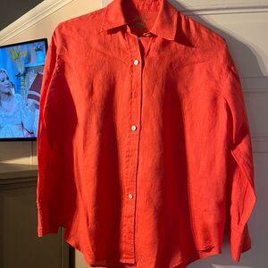 Lilly Pulitzer Vibrant Coral Button Down Shirt